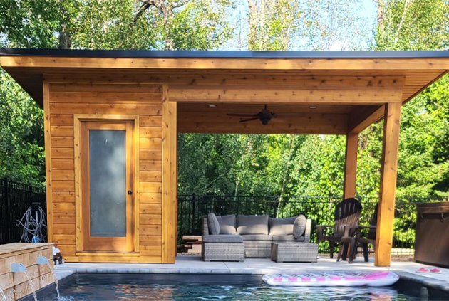 Custom wood poolside cabana